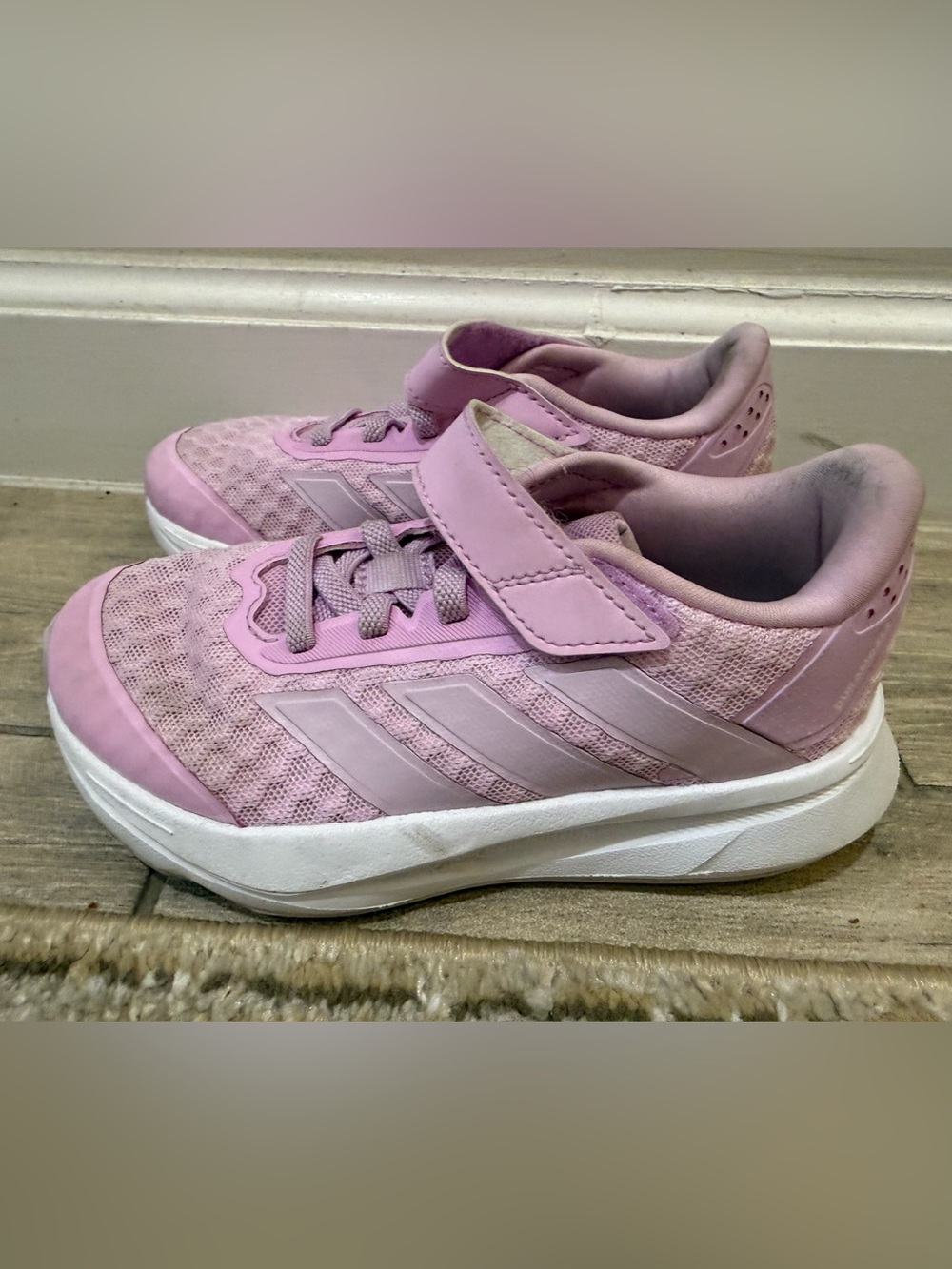 adidas Kids Light Pink Hook-and-Loop Sneakers